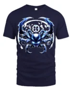 Cyber Spider Metallic Alien Insect Graphic T-Shirt - navy t-shirt on white background