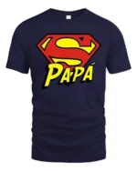 Papa Superman T-Shirt Funny Father’s Day Hero - navy t-shirt on white background