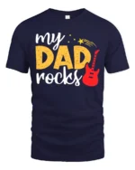 My Dad Rocks Cool Guitar Dad T-Shirt Gift - navy t-shirt on white background