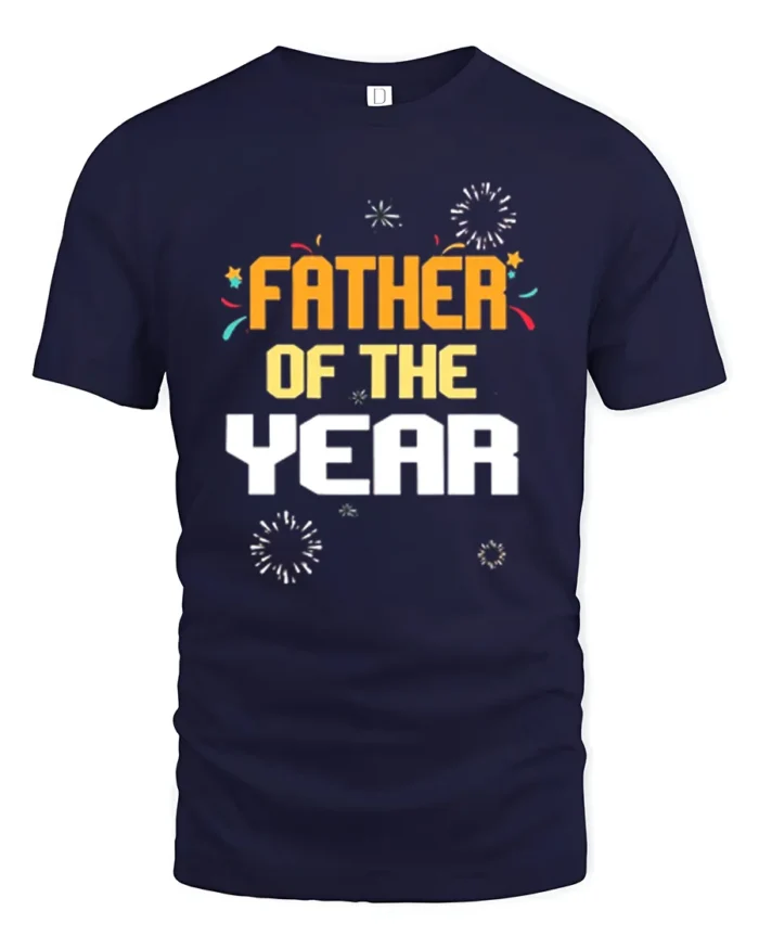 Father of the Year Tee Best Dad Award T-Shirt Gift - navy t-shirt on white background