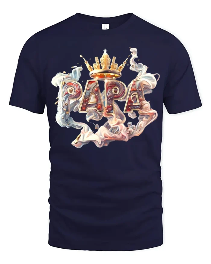 Papa King Tee Cool Father’s Day Gift for Grandpa - navy t-shirt on white background