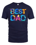 Best Dad Splatter Colorful Father’s Day T-Shirt - navy t-shirt on white background