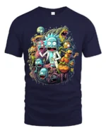 Rick and Morty Multiverse Funny Cartoon T-Shirt - navy t-shirt on white background