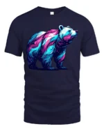 Cosmic Bear Galaxy Nebula Animal T-Shirt - navy t-shirt on white background