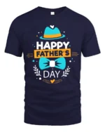 Happy Father’s Day Cute Dad Hat Bow T-Shirt - navy t-shirt on white background