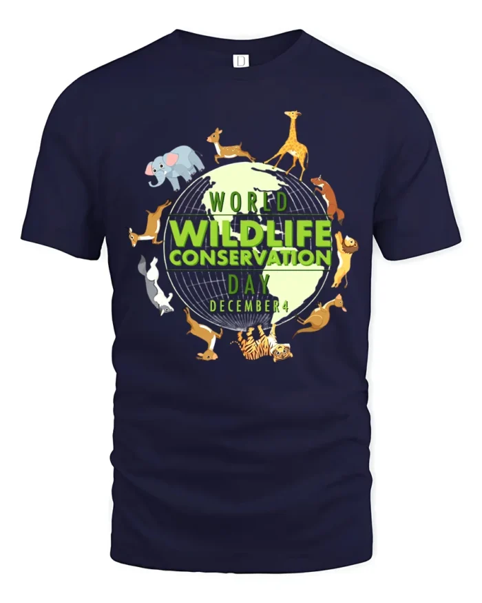 World Wildlife Day Animal Lover Earth T-Shirt - navy t-shirt on white background