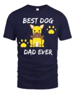 Best Dog Dad Funny Dog Lover Father’s Day T-Shirt - navy t-shirt on white background