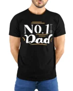Number One Dad Tee Best Father’s Day T-Shirt Gift - model wearing black shirt, hands behind back