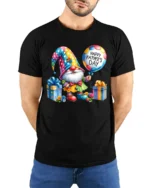 Gnome Dad Cute Father’s Day Celebration Tee - model wearing black shirt, hands behind back
