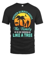 Father Like A Tree Strong Dad Family T-Shirt - black t-shirt on white background