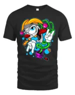 Groovy Clown T-Shirt Cool Cartoon Peace Sign Tee - black t-shirt on white background