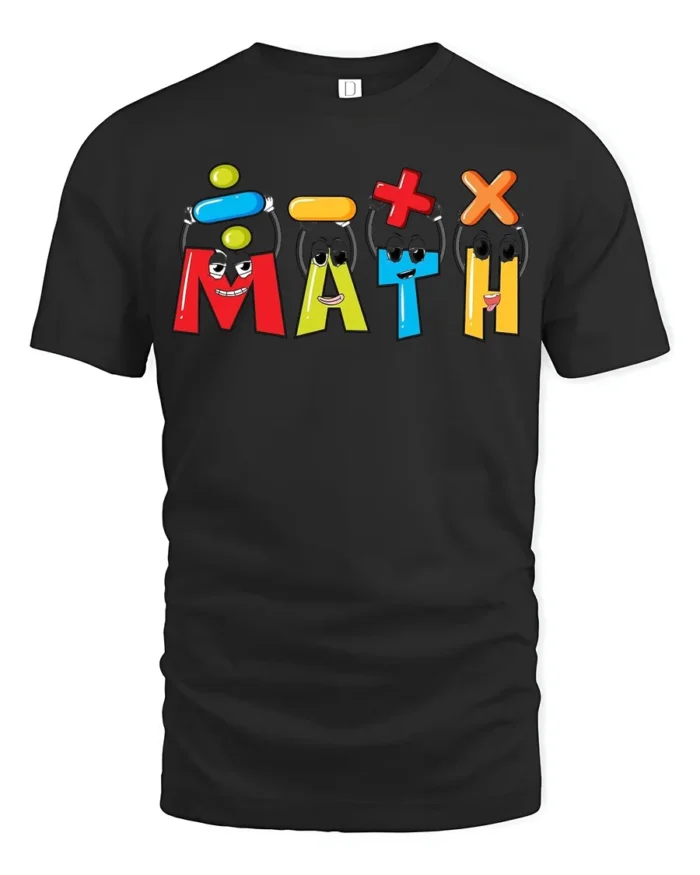 Funny Math Symbols Cool Teacher Student T-Shirt - black t-shirt on white background