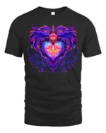 Mystic Heart Tee Intricate Colorful Heart Design - black t-shirt on white background