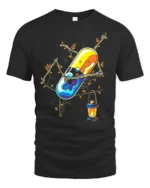 Enchanted Pill T-Shirt Whimsical Capsule Lantern - black t-shirt on white background