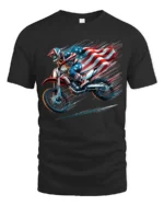 American MX Rider T-Shirt Dirt Bike Flag Tee - black t-shirt on white background