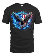 American Eagle Shield Tee Patriotic USA T-Shirt - black t-shirt on white background