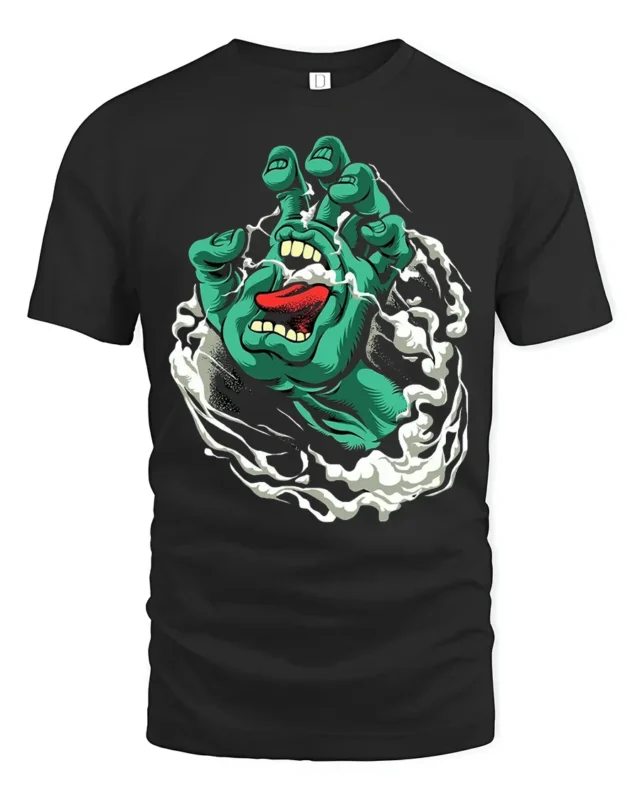 Santa Cruz Hand Iconic Skate T-Shirt Now - black t-shirt on white background