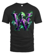 Mysterious W Joker Unique Villain Letter Shirt - black t-shirt on white background