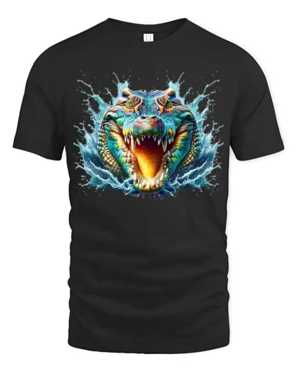 Swamp Gator T-Shirt Fierce Alligator Head Tee - black t-shirt on white background