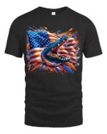 American Gator Tee Patriotic Alligator Flag T-Shirt - black t-shirt on white background