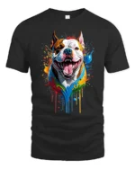 Colorful Bully Tee American Bully Dog Art T-Shirt - black t-shirt on white background