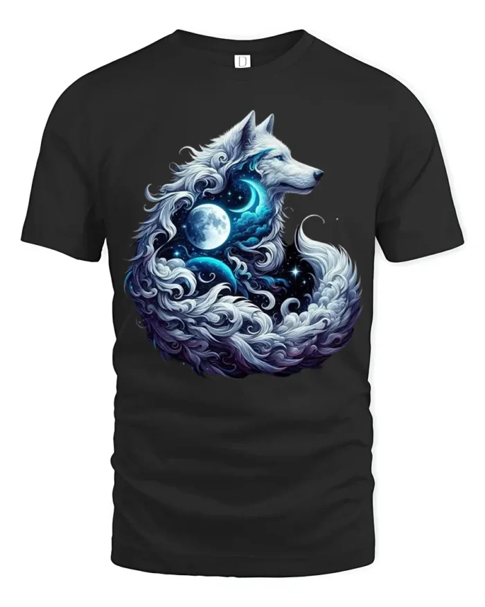 Moon Howl Wolf Cosmic Lunar Animal T-Shir - black t-shirt on white background
