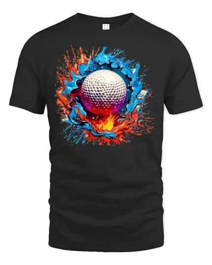 Splash Golf Colorful Golf Ball Graphic T-Shirt - black t-shirt on white background