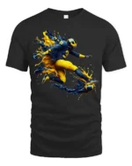 Michigan Wolverines Splash Football Fan T-Shirt - black t-shirt on white background