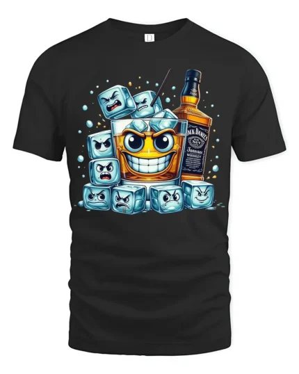 Whiskey Mood Funny Drink Ice Cube T-Shirt - black t-shirt on white background