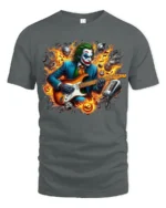 Joker Guitar Hero Funny Villain Music T-Shirt - gray t-shirt on white background