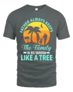 Father Like A Tree Strong Dad Family T-Shirt - gray t-shirt on white background