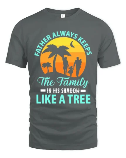 Father Like A Tree Strong Dad Family T-Shirt - gray t-shirt on white background