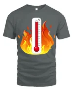 Hot Temperature Thermometer in Flames T-Shirt - gray t-shirt on white background