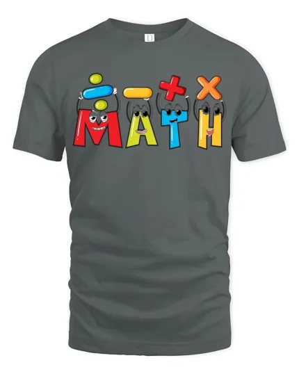 Funny Math Symbols Cool Teacher Student T-Shirt - gray t-shirt on white background