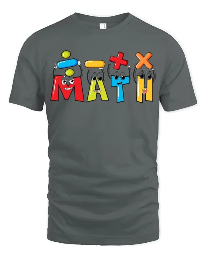 Funny Math Symbols Cool Teacher Student T-Shirt - gray t-shirt on white background