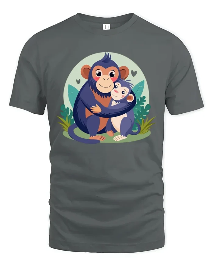 Papa Monkey Hug Sweet Father’s Day T-Shirt Gift - gray t-shirt on white background