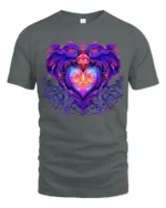 Mystic Heart Tee Intricate Colorful Heart Design - gray t-shirt on white background