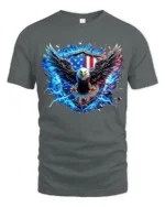 American Eagle Shield Tee Patriotic USA T-Shirt - gray t-shirt on white background