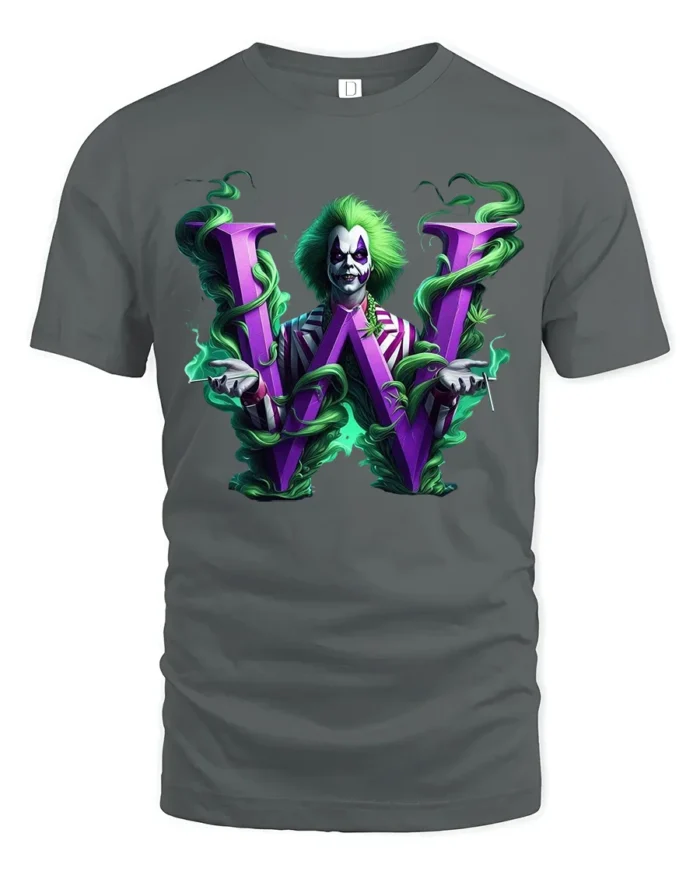 Mysterious W Joker  Unique Villain Letter Shirt - gray t-shirt on white background