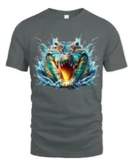 Swamp Gator T-Shirt Fierce Alligator Head Tee - gray t-shirt on white background