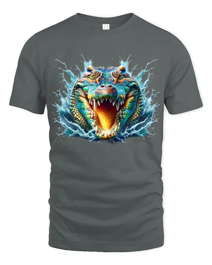 Swamp Gator T-Shirt Fierce Alligator Head Tee - gray t-shirt on white background