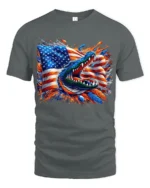 American Gator Tee Patriotic Alligator Flag T-Shirt - gray t-shirt on white background