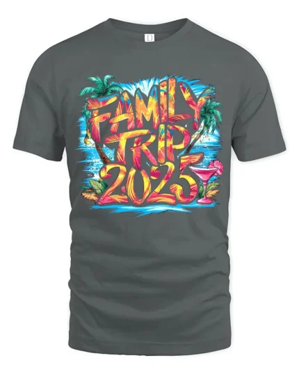 2025 Family Vacation T-Shirt Summer Trip Tee - gray t-shirt on white background