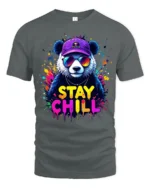 Stay Chill Panda T-Shirt Relaxed Bear Tee Now - gray t-shirt on white background