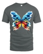 Smoke Butterfly Colorful Abstract Art T-Shirt - gray t-shirt on white background