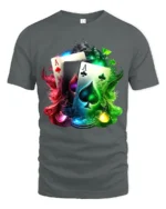 Ace Card Colorful Poker Hand T-Shirt Gif - gray t-shirt on white background