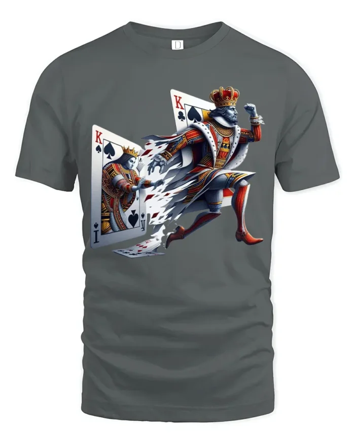 Breaking King Ace Card Poker T-Shirt Graphic - gray t-shirt on white background