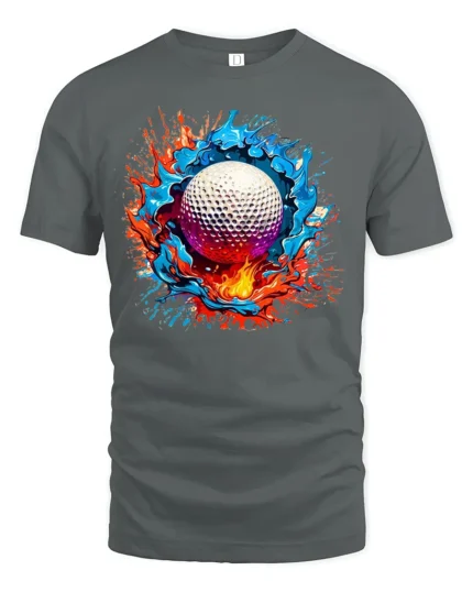 Splash Golf Colorful Golf Ball Graphic T-Shirt - gray t-shirt on white background