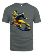 Michigan Wolverines Splash Football Fan T-Shirt - gray t-shirt on white background