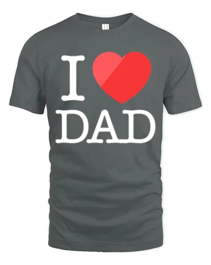 Love My Dad T-Shirt Heart Graphic Father Tee - gray t-shirt on white background